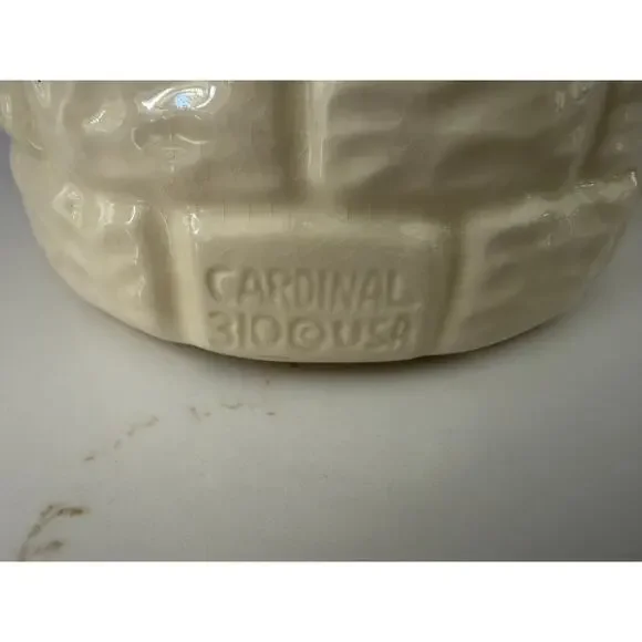 Vintage Collectible Bisque Cardinal China Castle Tower Cookie Jar